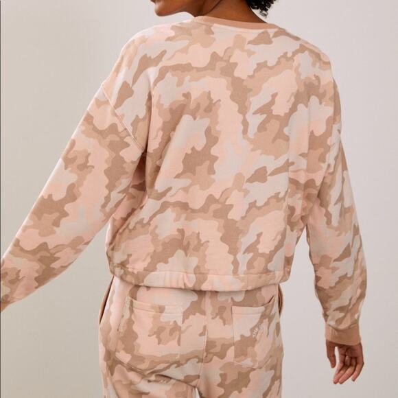 Anthropologie x The Upside Alena Drawstring Crew Sweatshirt Neutral & Pink NEW - Picture 11 of 11